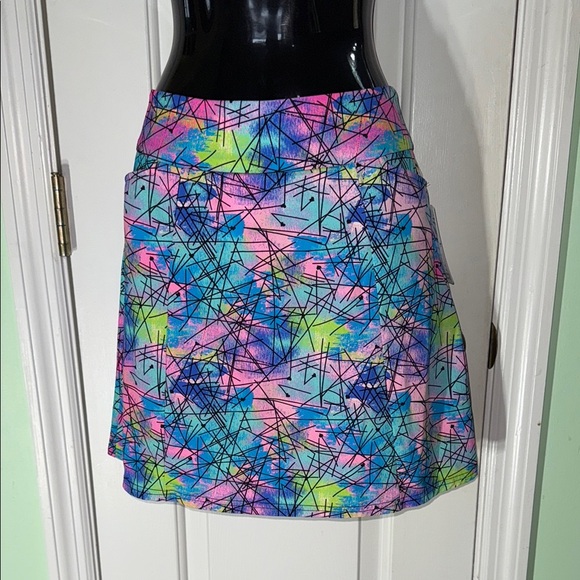 BeachTime Dresses & Skirts - BeachTime Colorful Abstract Neon 50 SPF Quick-Dry Mini Summer Skort Skirt Size S